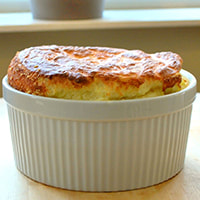 photo of a broccoli & goat cheese souffle