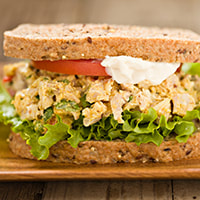 typical lunch photo of a chicken salad sandwich